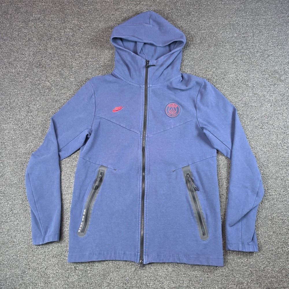 Nike Paris Saint Germain Tech Pack Full Zip Hoodie Blue Mens Small CI2131-414